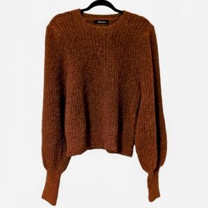 Olivaceous Sweater Womens Wool Blend Ribbed Long Bishop Sleeve